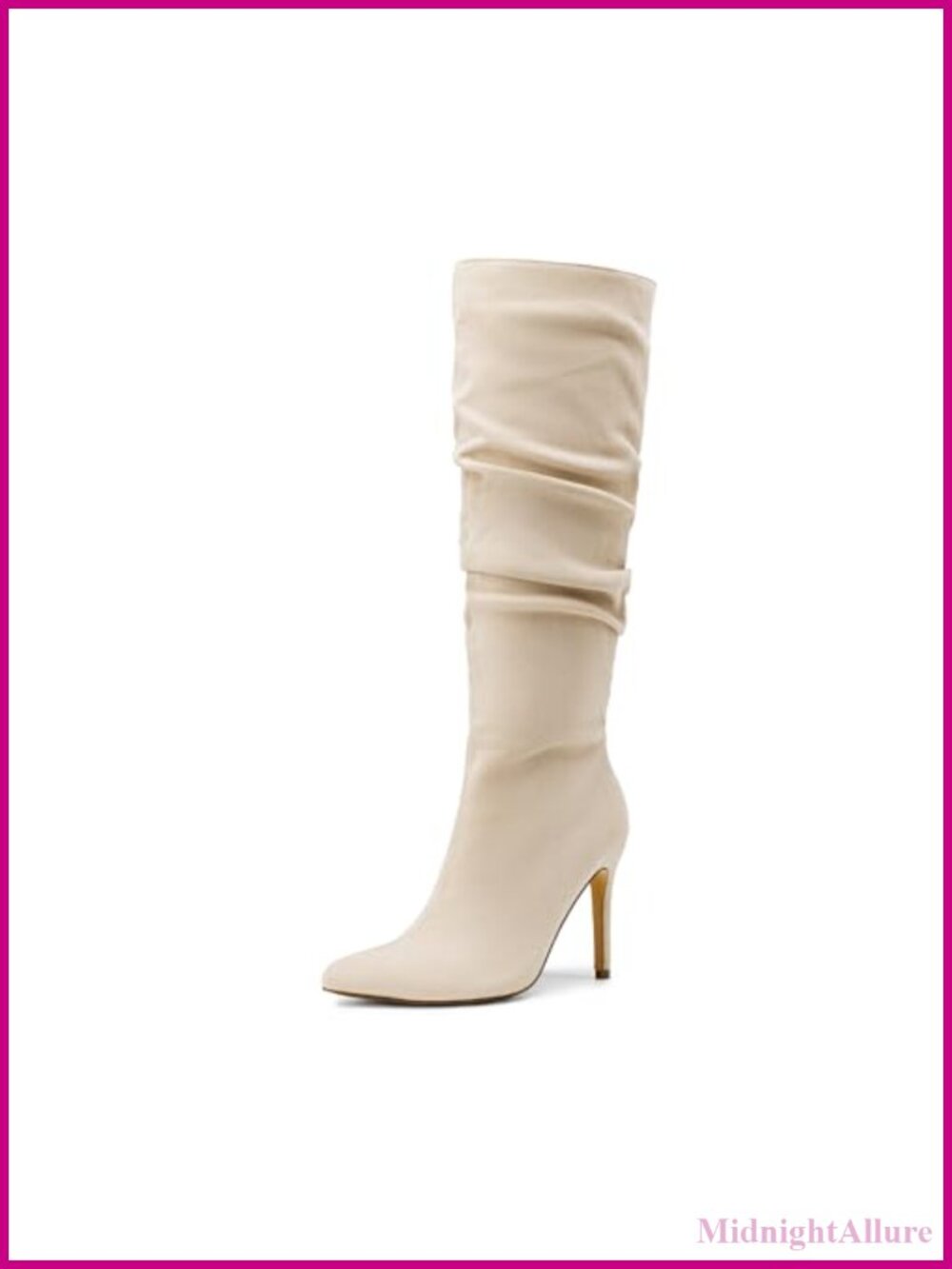 Women's High Stiletto Knee High Boots Slouchy Zip Closure Arch Support